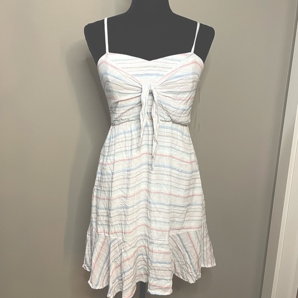 Charlotte Russe Dresses & Skirts - Charlotte Russe Pastel Striped Mini Dress with Ruffle Hem